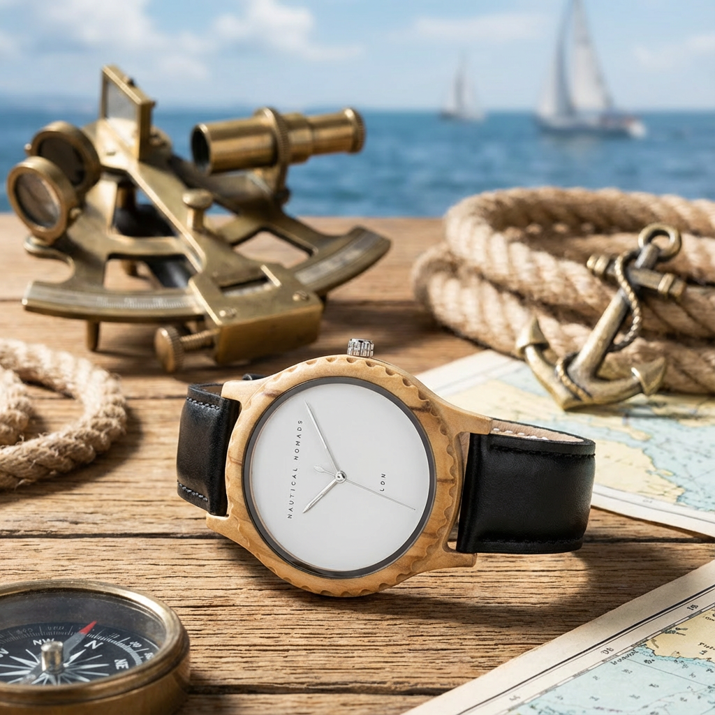 Olive Drift Wood Watch - Black Strap