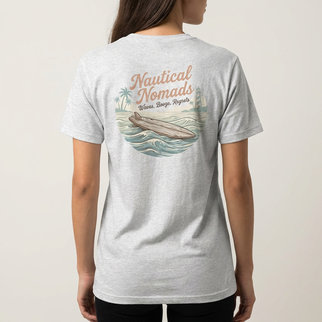 Womens Graphic Tee - Waves, Booze, Regrets