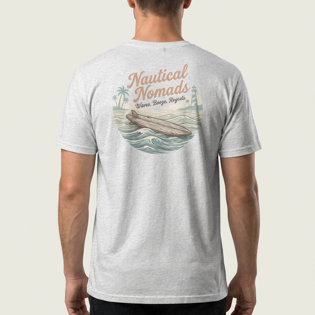 Mens Graphic Tee - Waves, Booze, Regrets