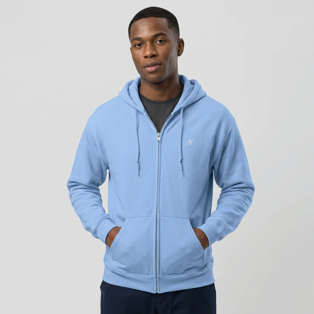 Mens Zip Hoodie - Sky Blue