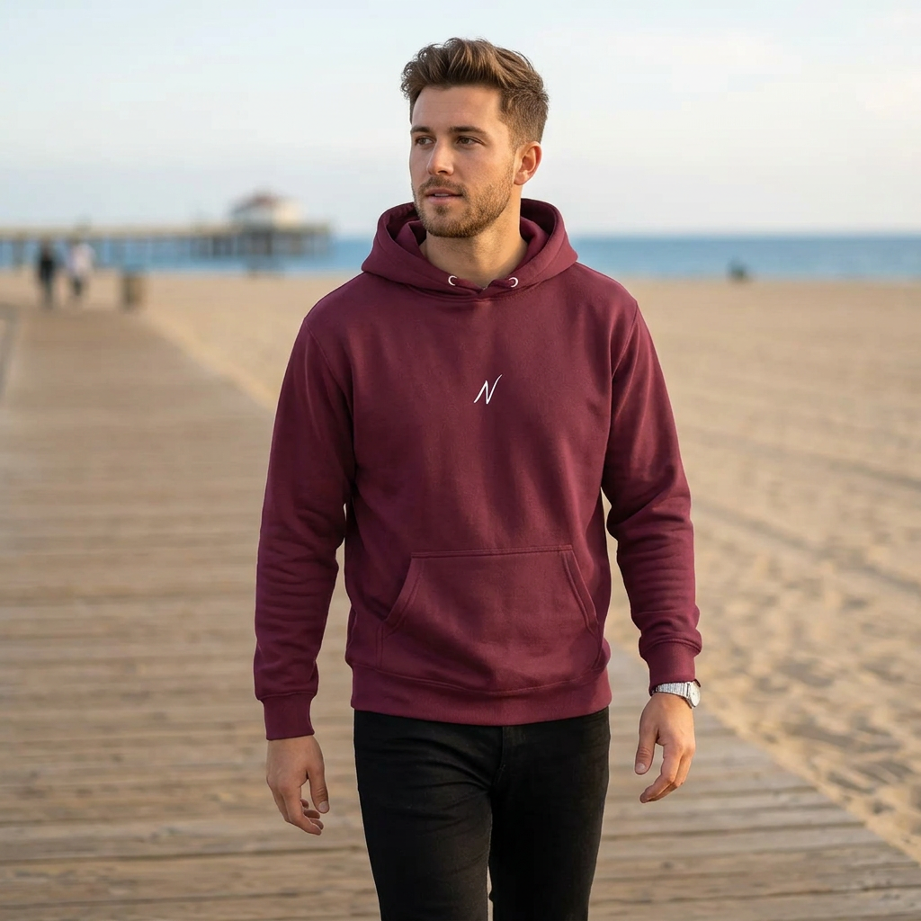 Mens Coastal Hoodie - Maroon