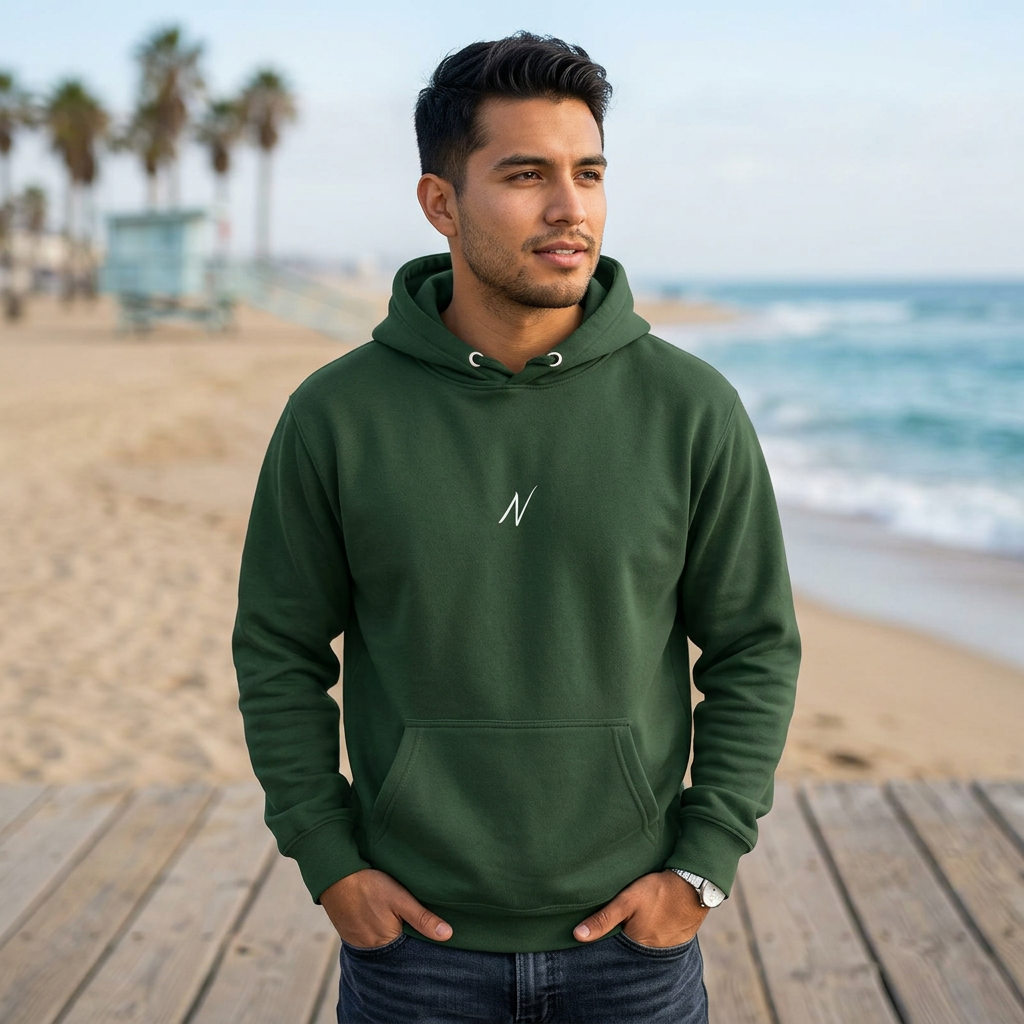 Mens Coastal Hoodie - Green