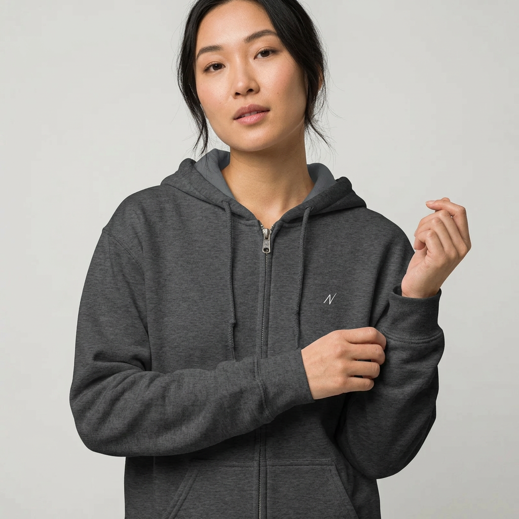 Womens Zip Hoodie - Dark Heather